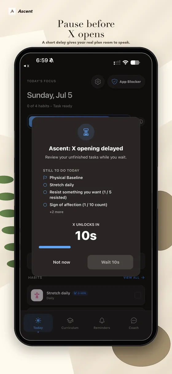 Pause before X opens — a short delay before the app