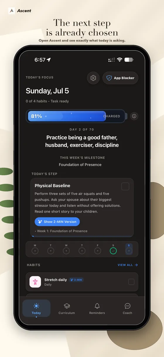 The next step is already chosen — today's focus screen