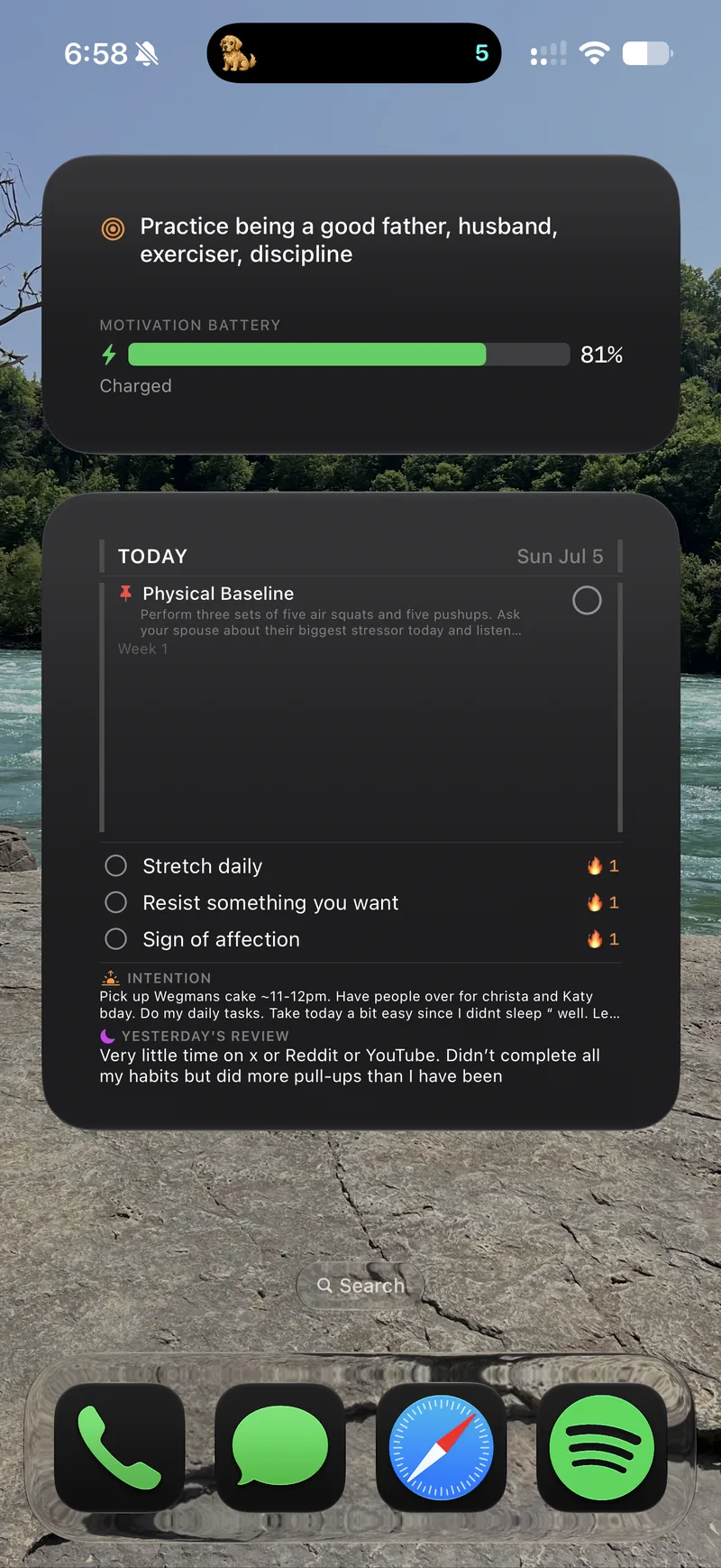 Ascent home screen widget with Dynamic Island pet
